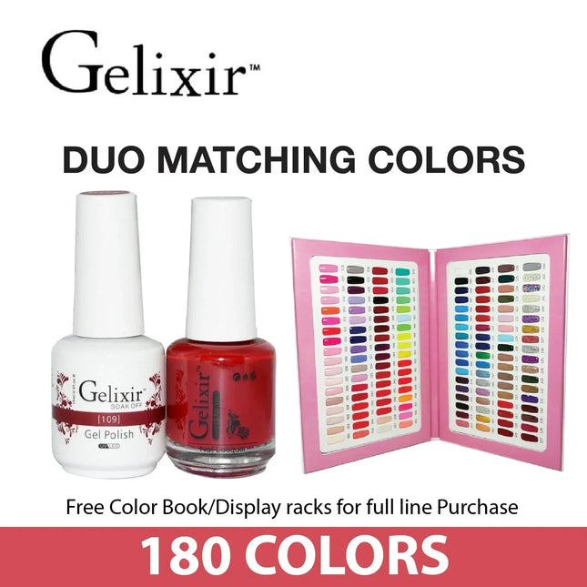 Gelixir Duo Matching Gel Polish - Whole Line 180 colors - Free Sample Book - TTT Nails Supply
