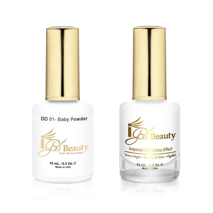 iGel Matching Duo Gel Polish 0.5oz - #001 Baby Powder (PURE WHITE) - TTT Nails Supply