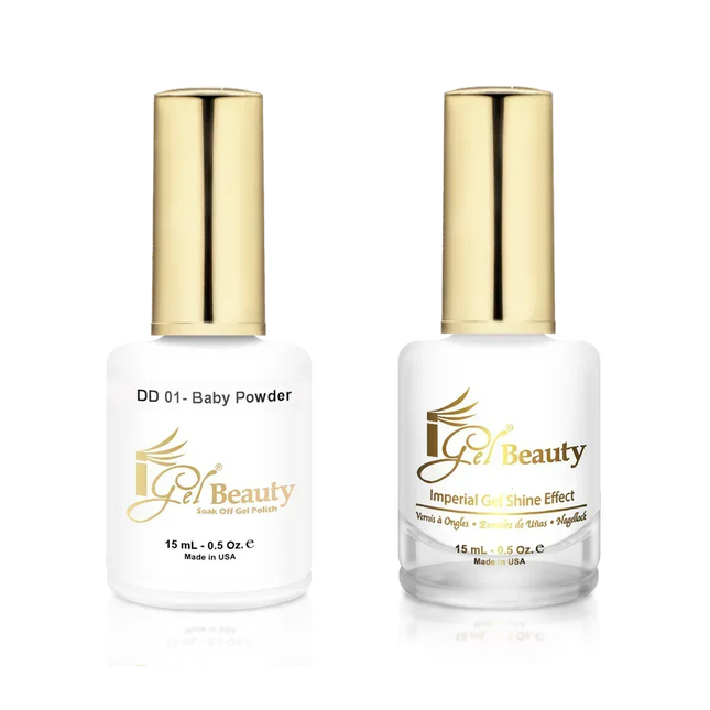 iGel Matching Duo Gel Polish 0.5oz - #001 Baby Powder (PURE WHITE) - TTT Nails Supply