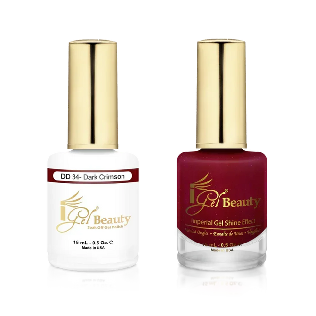 iGel Matching Duo Gel Polish 0.5oz - #034 Dark Crimson - TTT Nails Supply