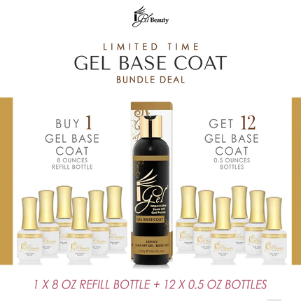 IGEL Gel Base Coat Refill 8oz & 12 Bottles 0.5oz - TTT Nails Supply