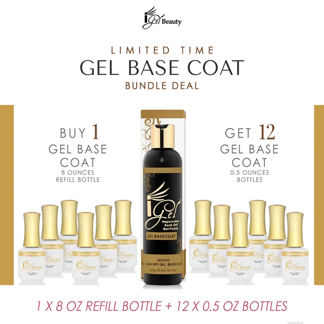 IGEL Gel Base Coat Refill 8oz & 12 Bottles 0.5oz - TTT Nails Supply