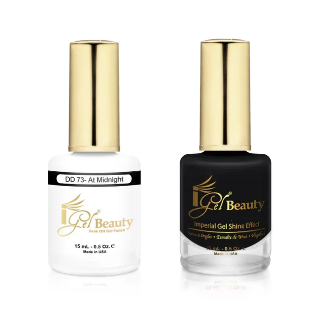 iGel Matching Duo Gel Polish 0.5oz - #073 At Midnight (BLACK) - TTT Nails Supply
