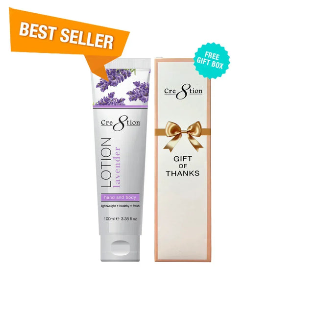 Cre8tion Hand & Body Lotion 100 ml/fl. 3.3oz - LAVENDER, Case 60pcs (Free Gift Box) - TTT Nails Supply