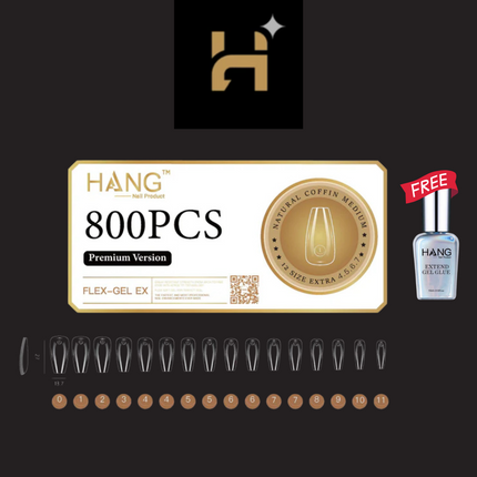 Hang Premium Flex-Gel Ex Natural Coffin ( S-XL ) / Free 1 Hang Extend On Gel 0.5oz