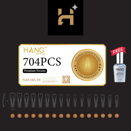 Hang Premium Flex-Gel Ex Natural Coffin ( S-XL ) / Free 1 Hang Extend On Gel 0.5oz