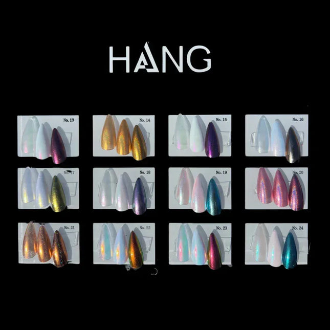 HANG Chrome Powder - 12 Color Collection (#13 to #24) + Free Display - TTT Nails Supply