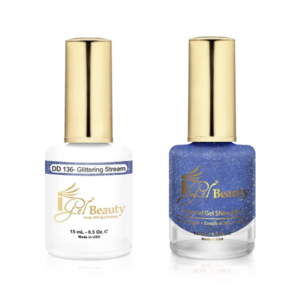 iGel Matching Duo Gel Polish 0.5oz - #136 Glittering Stream - TTT Nails Supply