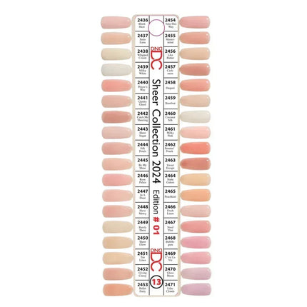 DC Swatch #13 - Sheer Collection 36 colors (#2436 - #2471) - TTT Nails Supply