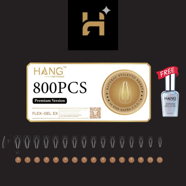 Hang Premium Flex-Gel X Natural Stiletto ( S–XL ) / Free 1 Hang Extend On Gel 0.5oz