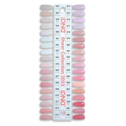 DND Swatch #13 - Sheer Collection 36 colors (#856 - #892) - TTT Nails Supply