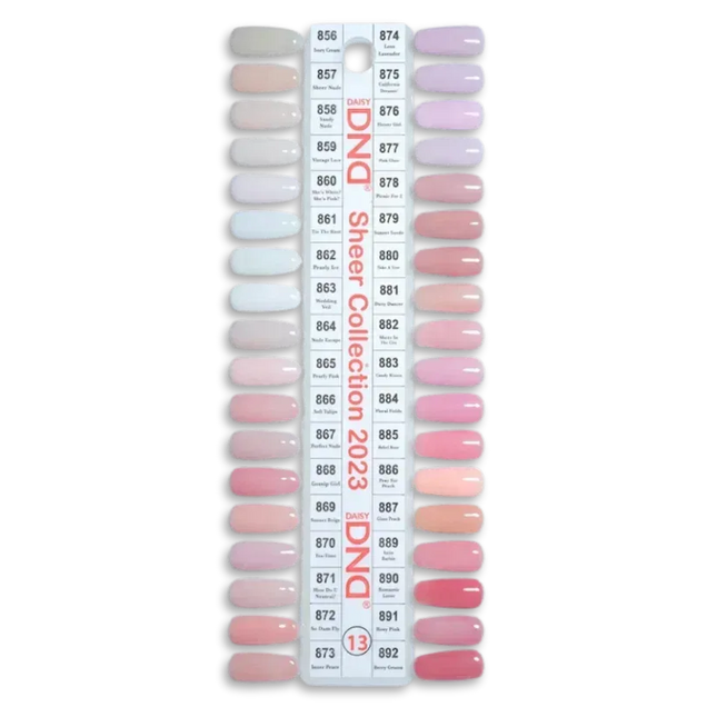 DND Swatch #13 - Sheer Collection 36 colors (#856 - #892) - TTT Nails Supply