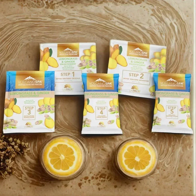 La Palm Volcano Spa Pedicure 6-Step - Enlightenment: Lemongrass & Ginger (Case 36pcs) - TTT Nails Supply
