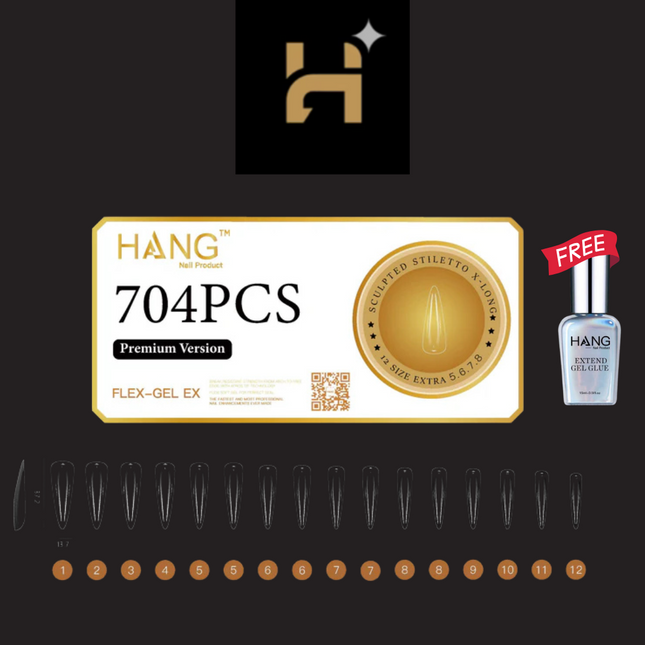 Hang Premium Flex-Gel X Natural Stiletto ( S–XL ) / Free 1 Hang Extend On Gel 0.5oz