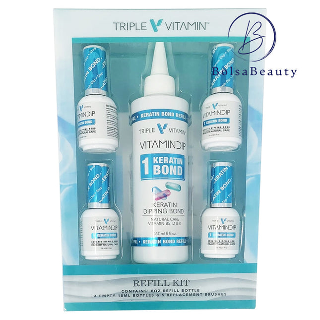 Triple Vitamin - Dip System Refill Kit: Bond, Base, Activator, Top (8oz)