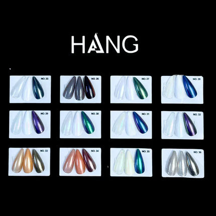 HANG Chrome Powder - 12 Color Collection (#25 to #36) + Free Display - TTT Nails Supply