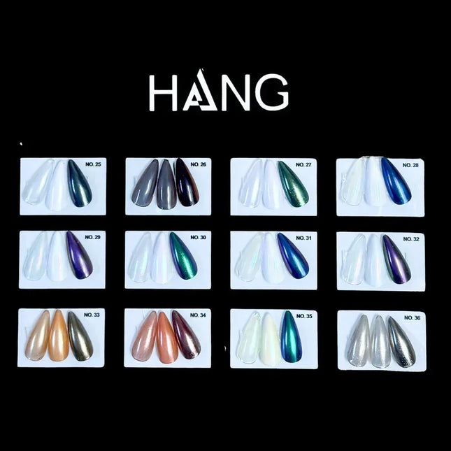 HANG Chrome Powder - 12 Color Collection (#25 to #36) + Free Display - TTT Nails Supply
