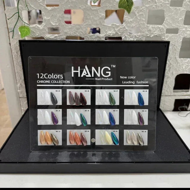 HANG Chrome Powder - 12 Color Collection (#25 to #36) + Free Display - TTT Nails Supply