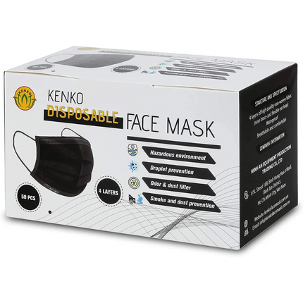 Kenko - 4 Layers Face Masks 50pcs (Blue/ Black)