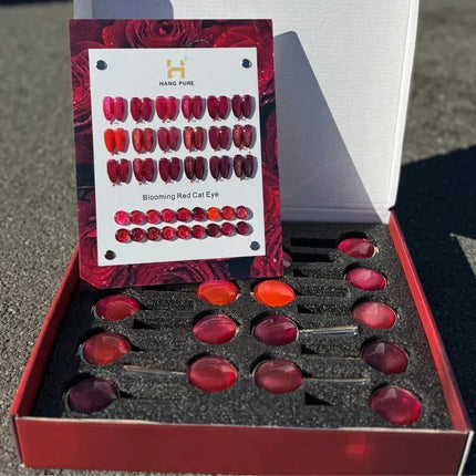 HANG Blooming Red Cat Eye Collection - Set 18 Colors + Free Display & Magnetic ($7.95/ea) - TTT Nails Supply