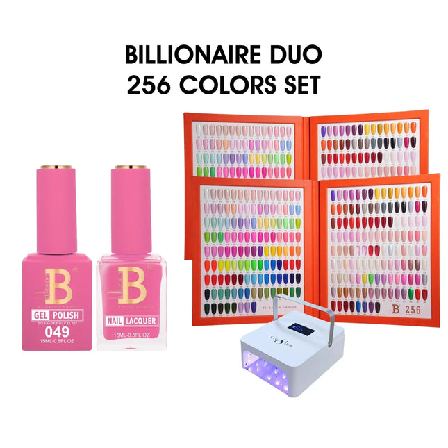 Billionaire Imperial Duo – 256 Color Gel & Lacquer Set | Free 2 Color Books + Cre8tion Professional Cordless Lamp