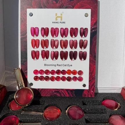 HANG Blooming Red Cat Eye Collection - Set 18 Colors + Free Display & Magnetic ($7.95/ea) - TTT Nails Supply