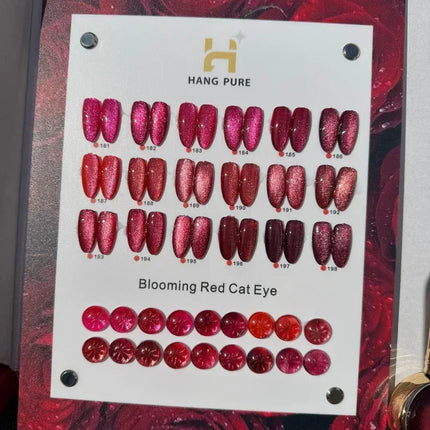 HANG Blooming Red Cat Eye Collection - Set 18 Colors + Free Display & Magnetic ($7.95/ea) - TTT Nails Supply