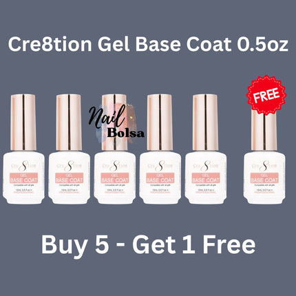 Cre8tion Soak-Off Gel Base Coat – Buy 5 Get 1 FREE (0.5oz)