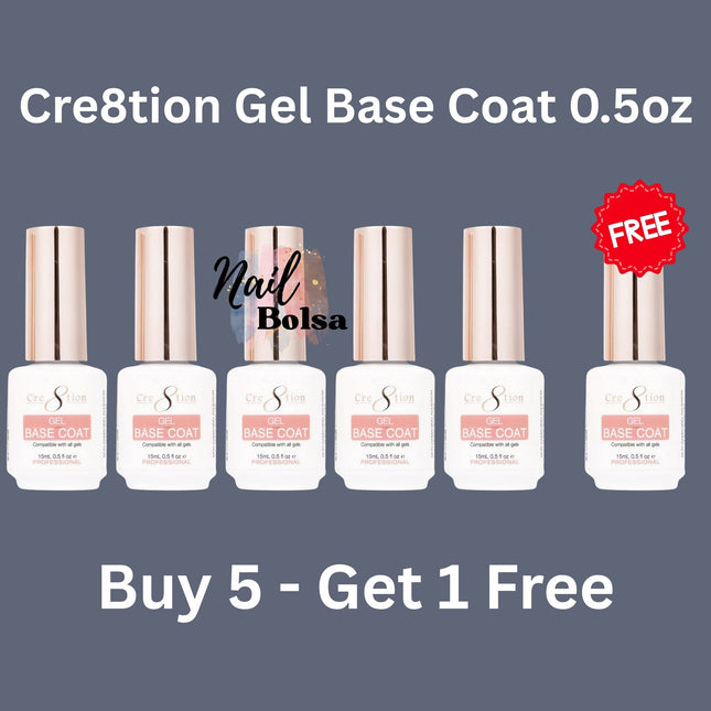 Cre8tion Soak-Off Gel Base Coat – Buy 5 Get 1 FREE (0.5oz)