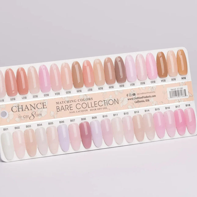 Cre8tion CHANCE Matching Duo Gel Polish 0.5oz - Bare Collection 36 colors + sample - TTT Nails Supply