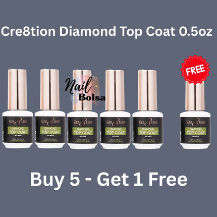 Cre8tion Diamond No Wipe Gel Top Coat – Buy 5 Get 1 FREE (0.5oz)