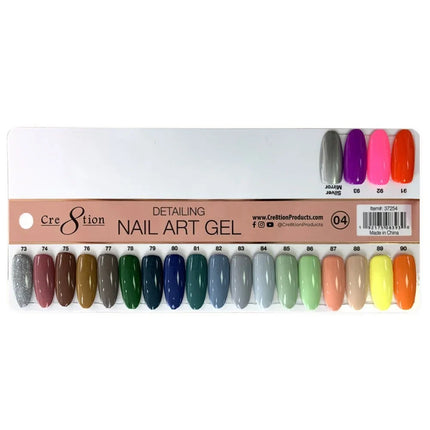 Cre8tion - Detail Nail Art Gel Full Set Chart 04 (#73 - #93) - NEW 2024