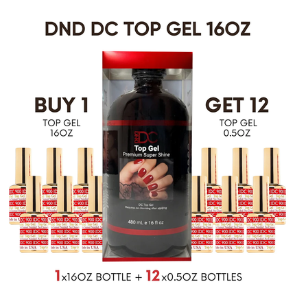 DC Top Gel Premium Super Shine Refill 16oz (DC #900) + Free 12 Bottles 0.5oz