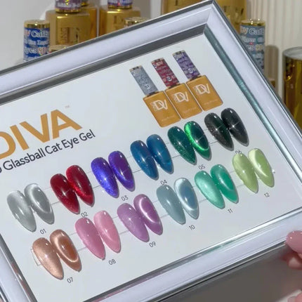 DIVA 9D Cat Eye Glassball #25 - #36 Color Chart (Framed) - TTT Nails Supply