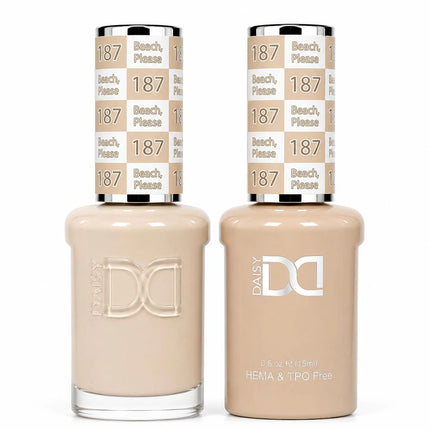 DND HEMA & TPO Free Gel Duo Matching Set – 187 Beach, Please (Gel + Lacquer)