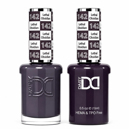DND HEMA & TPO Free Gel Duo Matching Set – 142 Lethal Obsidian (Gel + Lacquer)