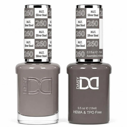 DND HEMA & TPO Free Gel Duo Matching Set – 260 M.I.T Silver Steel (Gel + Lacquer)