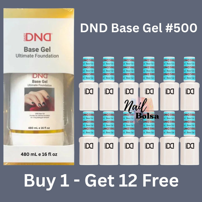 DND Base Gel Ultimate Foundation #500 Refill – 16oz + FREE 12 Bottles (0.5oz)