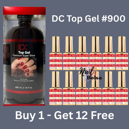 DND DC Top Gel Premium Super Shine #900 Refill – 16oz + FREE 12 Bottles (0.5oz)