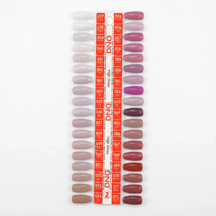 DND HEMA & TPO Free - Swatch #02 - High Gloss - 36 Duo Matching Colors (#037 - #072) + Free Sample