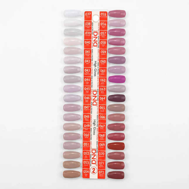 DND HEMA & TPO Free - Swatch #02 - High Gloss - 36 Duo Matching Colors (#037 - #072) + Free Sample
