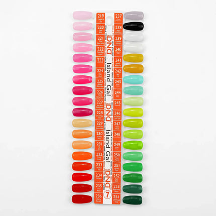DND HEMA & TPO Free - Swatch #07 - Island Gal - 36 Duo Matching Colors (#219 - #254) + Free Sample