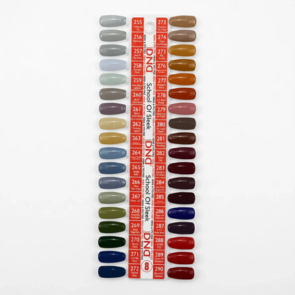 DND HEMA & TPO Free - Swatch #08 - School Of Sleek - 36 Duo Matching Colors (#255 - #290) + Free Sample