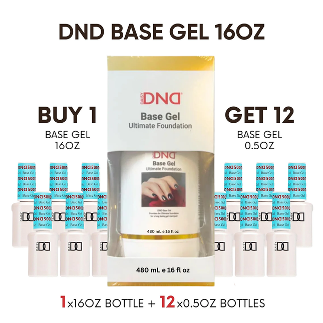 DND Base Gel Ultimate Foundation Refill 16oz (DND #500) + Free 12 Bottles 0.5oz