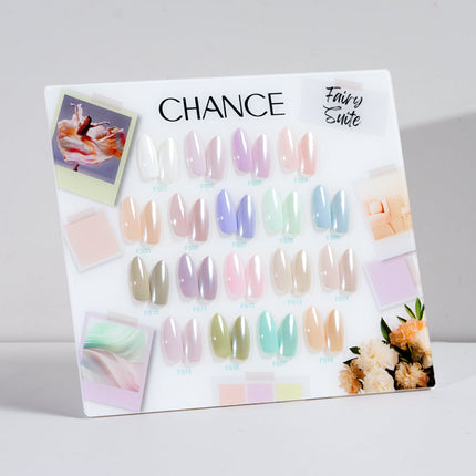 Chance Fairy Suite Collection 0.5oz - 18 Colors w/ 1 Counter Display, 3 Chance No Wipe Top Coat 0.5oz & 1 Cre8tion White Pearl Chrome