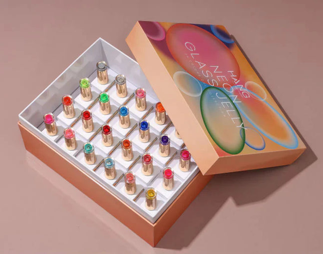 HANG Neon Glass Jelly Gel – 24 Color Set (#001 - 024) + Free Color Chart