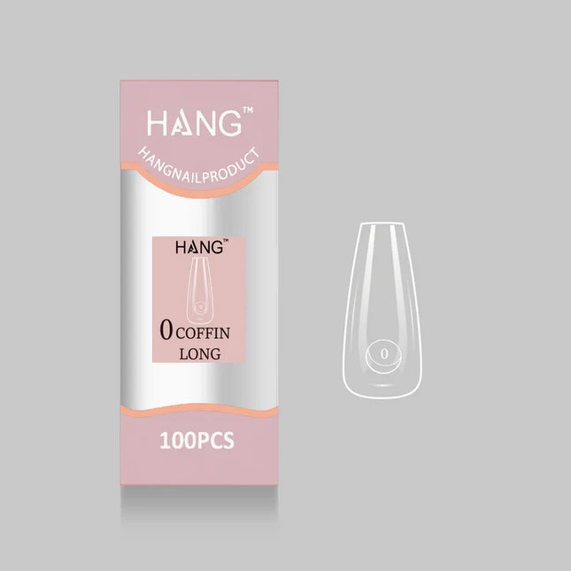 HANG Premium Flex-Gel X Tip Refill: Coffin Long Size 0 - 11 (100pcs/bag)