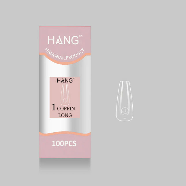 HANG Premium Flex-Gel X Tip Refill: Coffin Long Size 0 - 11 (100pcs/bag)