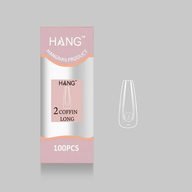 HANG Premium Flex-Gel X Tip Refill: Coffin Long Size 0 - 11 (100pcs/bag)