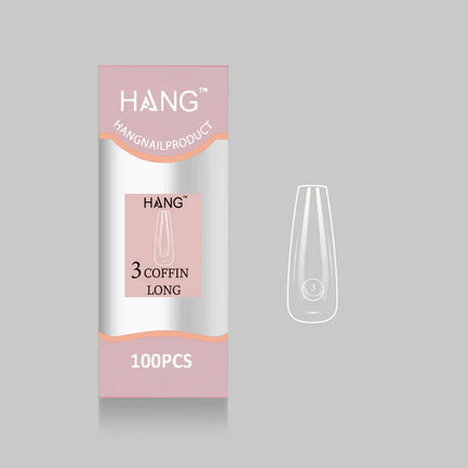 HANG Premium Flex-Gel X Tip Refill: Coffin Long Size 0 - 11 (100pcs/bag)